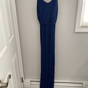 Lulu's Dark Blue Tank Maxi Dress Slit XS